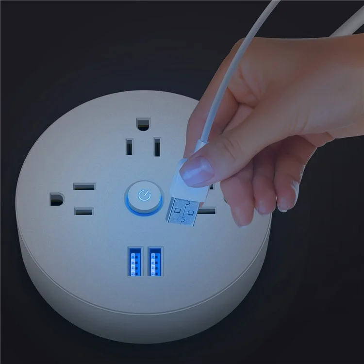 EL-13 3 AC + 2 Usb Small Disc Shape Power Strip Com Cabo de Extensão de 3,6 Pés, Plugue Dos Eua