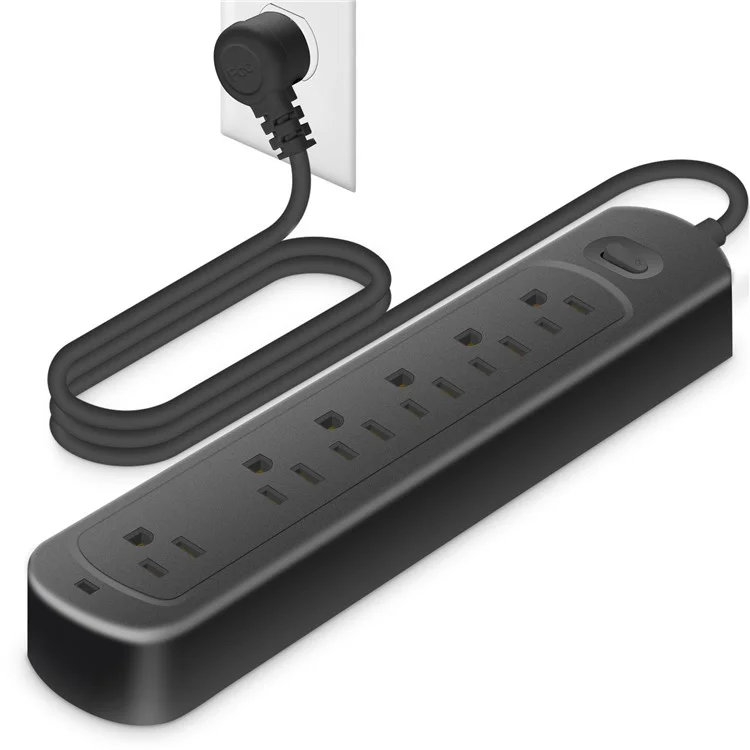 U6 US Plug Power Strip Charging Station Power Socket with 6 Widely Spaced Outlets