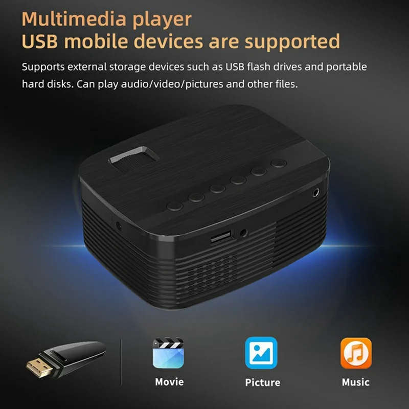 T11 Mini Portable Multi-Function Projector Home Theater HD Video Projector - US Plug