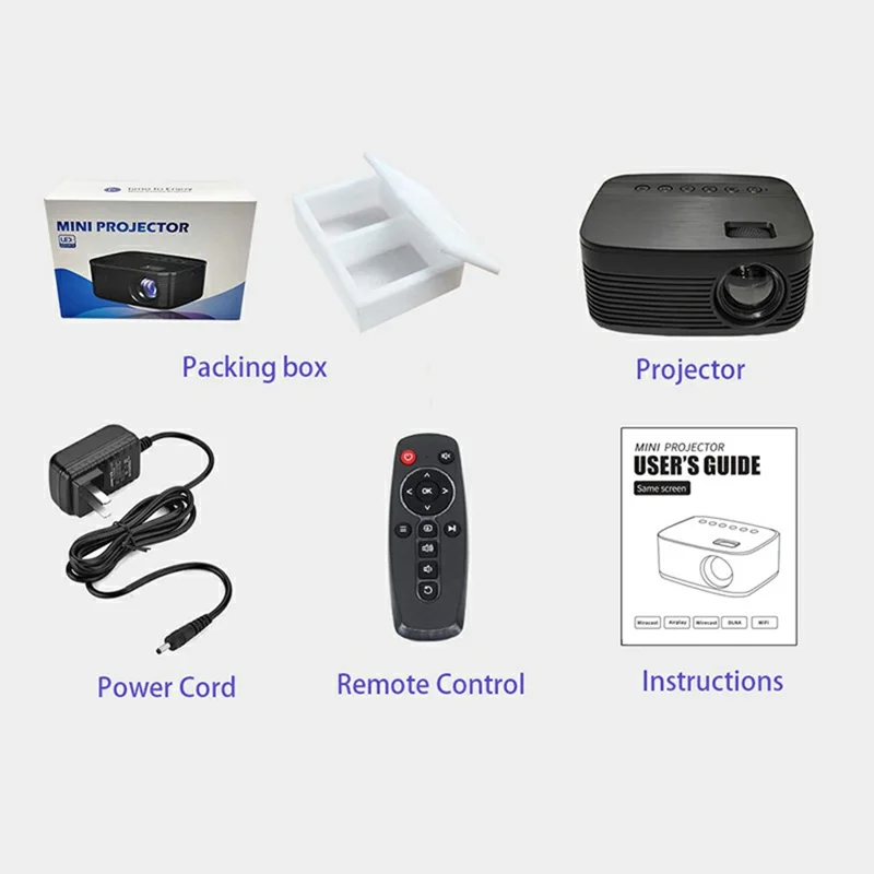 T11 Mini Portable Multi-Function Projector Home Theater HD Video Projector - UK Plug