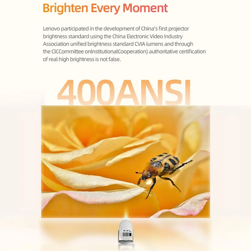 LENOVO Xiaoxin 100M 210 Degree Adjustable 400 ANSI 1080P HD Portable Projector 2+32G ( No Battery ) - UK Plug