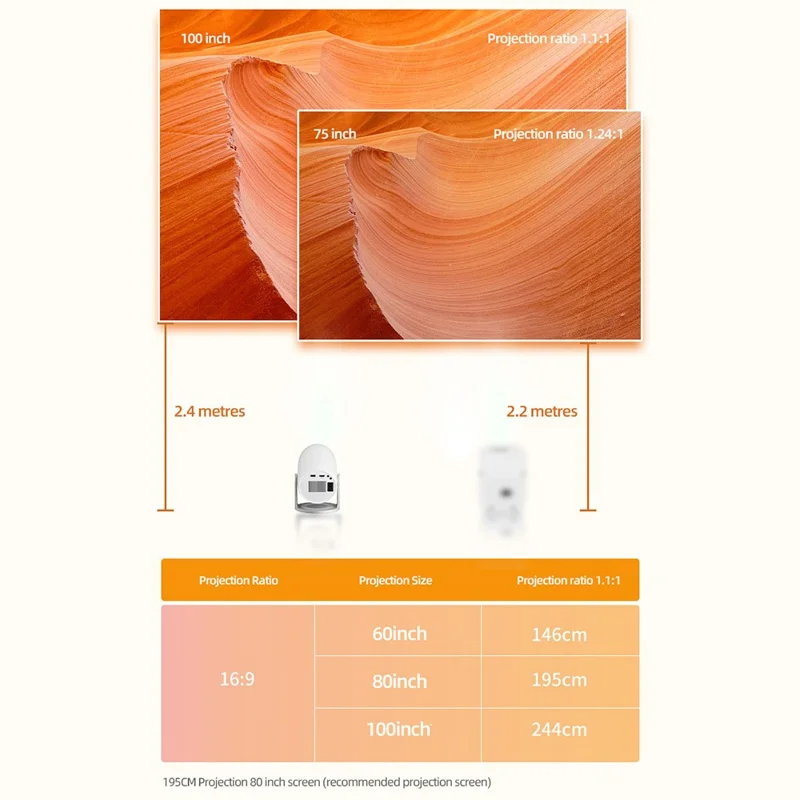 LENOVO Xiaoxin 100M 210 Degree Adjustable 400 ANSI 1080P HD Portable Projector 2+32G ( No Battery ) - UK Plug