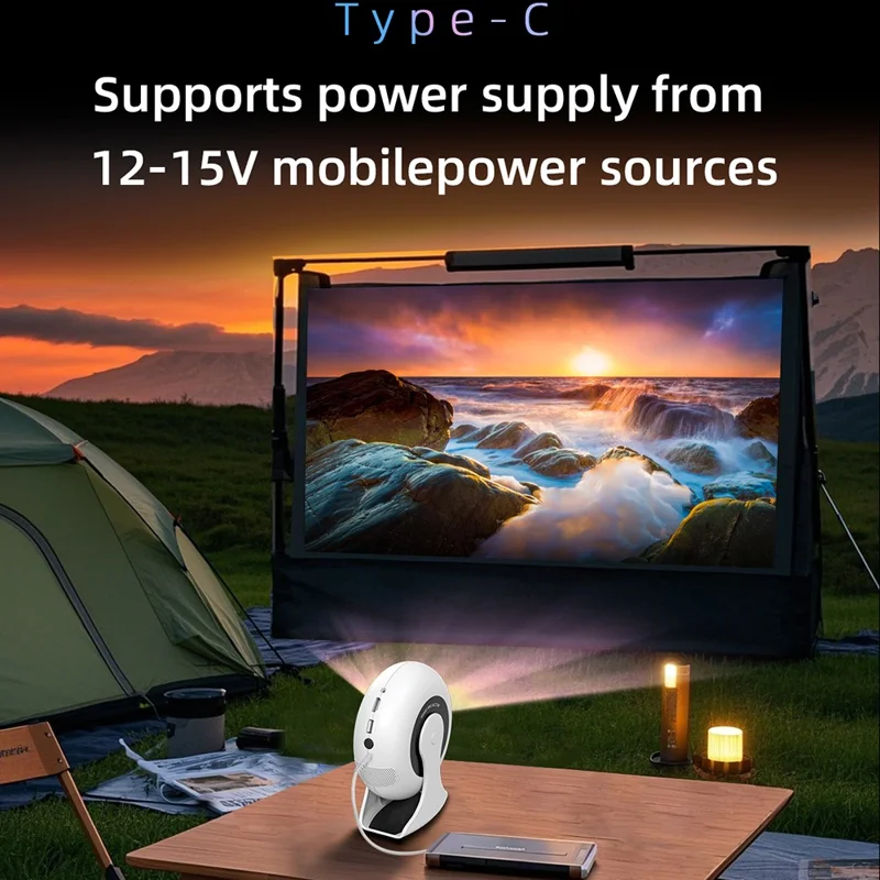 CD200 Android 11.0 Portable Projector 270 Degree Rotation Multifunction LCD Home Theater 1+8GB - UK Plug