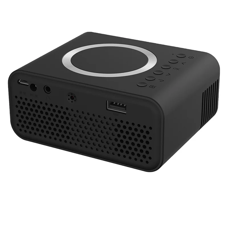YT300 Mini Projector LED Smart TV Portable Home Theater Rich Interface Low Noise Internal Speaker - Black / UK Plug