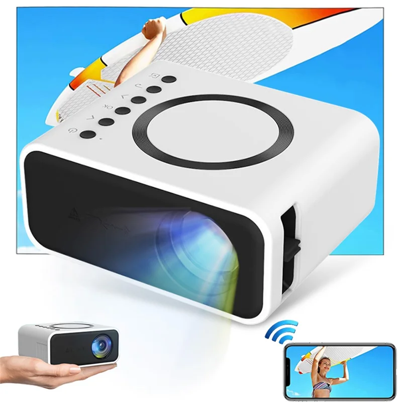 T300S 320x240 24ANSI Lumens LCD Projector Home Theater Mini Projector Support Wired / Wireless Sync Screen - White / AU Plug