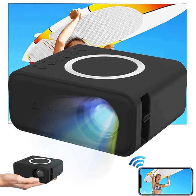 T300S 320x240 24ANSI Lumens LCD Projector Home Theater Mini Projector Support Wired / Wireless Sync Screen - Black / EU Plug