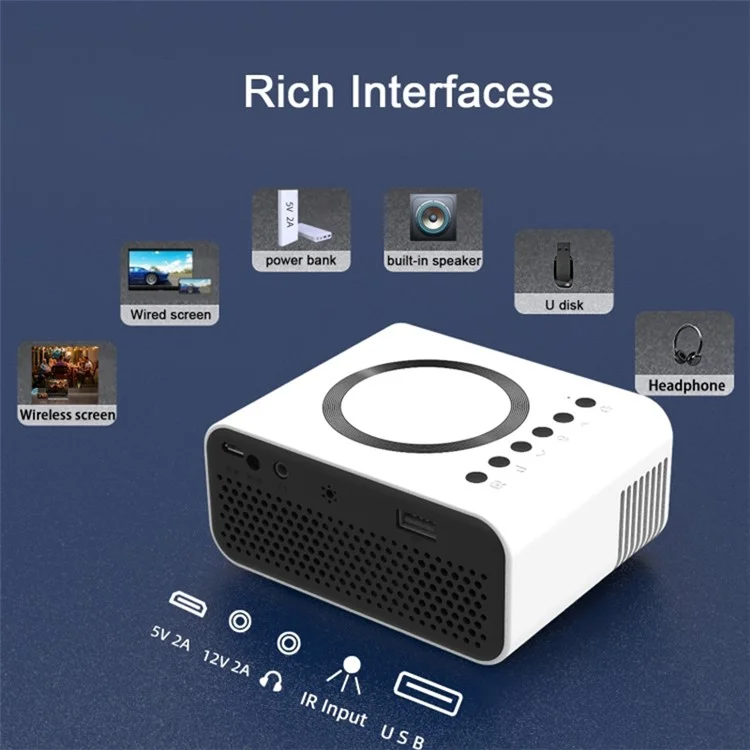 T300S 320x240 24ANSI Lumens LCD Projector Home Theater Mini Projector Support Wired / Wireless Sync Screen - Black / EU Plug
