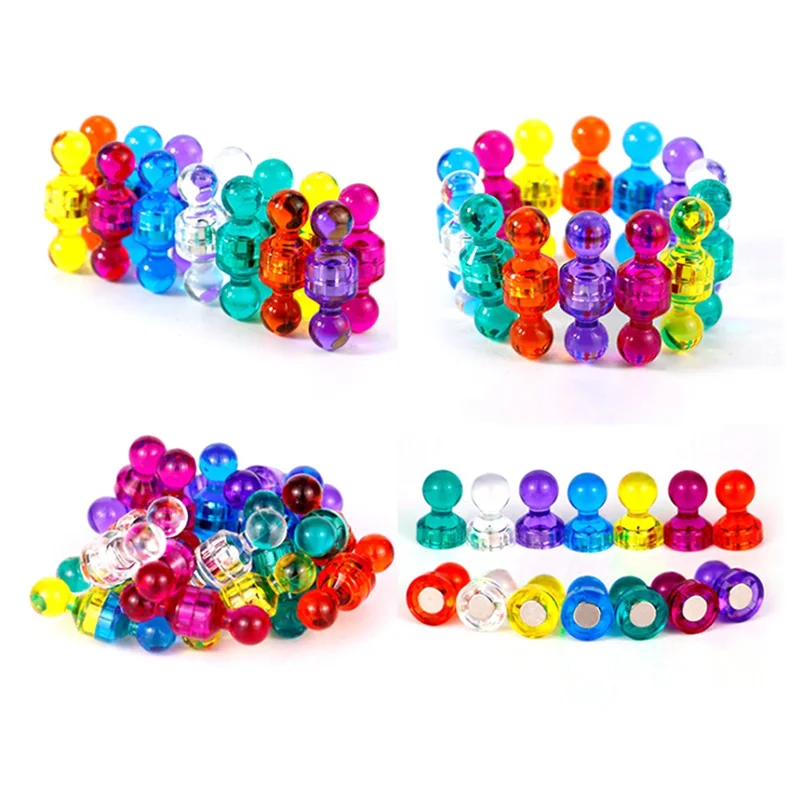 10PCS/Pack Assorted Color Magnetic Push Pins for Maps Whiteboards Refrigerators (Color Random)