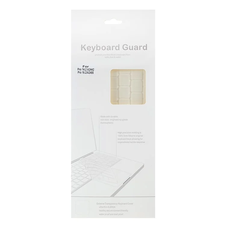 Ultra-thin Clear Keyboard Cover Soft TPU Keyboard Protector for EU Version MacBook Pro 14.2'' (A2442) / Pro 16.2'' (A2485)