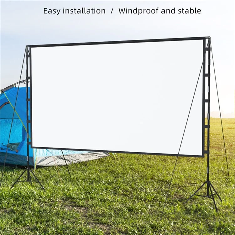 16:9 84-inch Folded HD Projector Screen Outdoor High Resolution Projection Screen Cloth with Portable Bracket