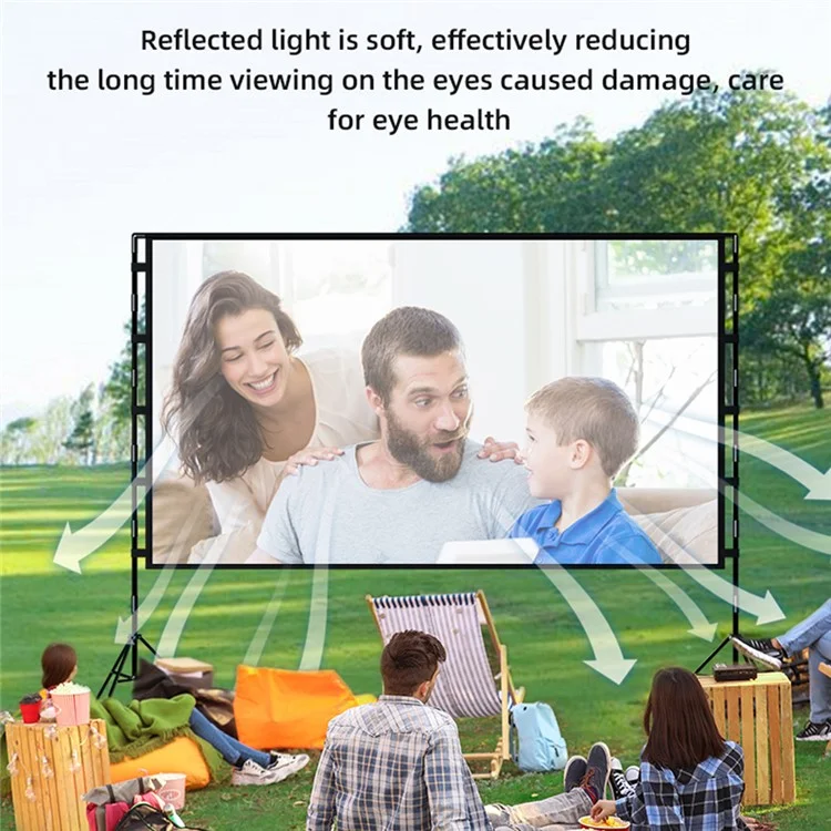 16:9 84-inch Folded HD Projector Screen Outdoor High Resolution Projection Screen Cloth with Portable Bracket