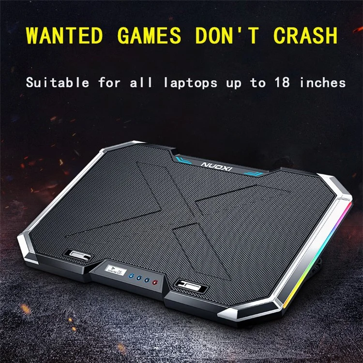 NUOXI Q8 Raffreddatore per laptop da gioco con altezza regolabile, silenzioso, supporto per notebook con porte USB doppie e illuminazione RGB