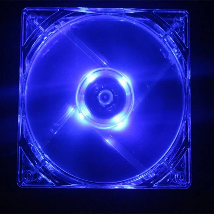 Ventola di raffreddamento in cristallo trasparente da 80 mm con luce colorata a 4 spinotti per CPU, radiatore dell'acqua Ventola silenziosa - Luce blu trasparente 
