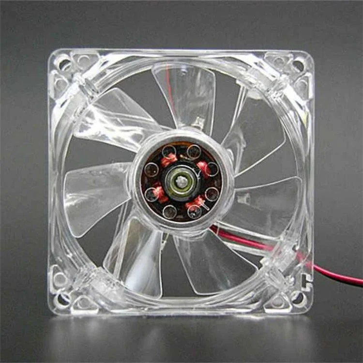 Ventola di raffreddamento in cristallo trasparente da 80 mm con luce colorata a 4 spinotti per CPU, radiatore dell'acqua Ventola silenziosa - Luce blu trasparente 