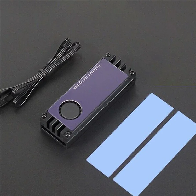 M.2 SSD Heatsink Cooler Temperature Digital Display Cooling Plate with Cooling Fan Dissipation Radiator - Silver