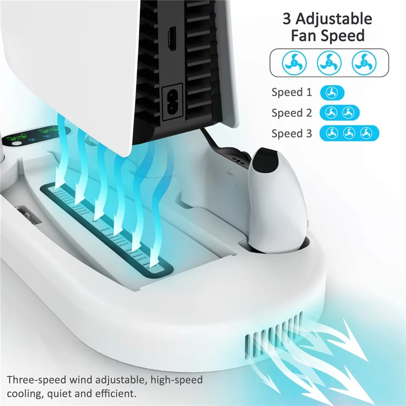 For Sony PS5 Console Controllers Charging Dock Cooler Stand Holder Headphone Holder - White