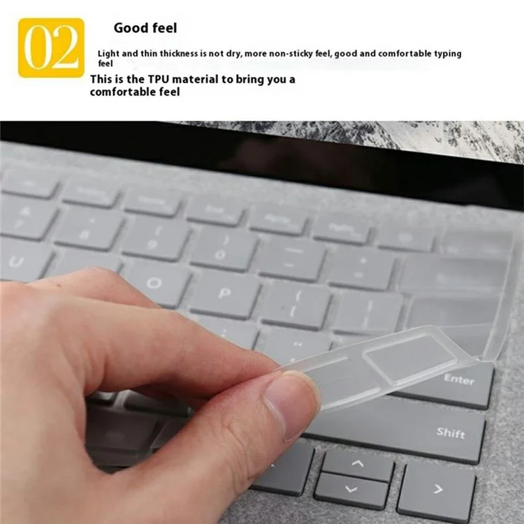 Funda de teclado para Microsoft Surface Laptop 7 de 13,8 pulgadas, protector invisible transparente de TPU, resistente al polvo y al agua
