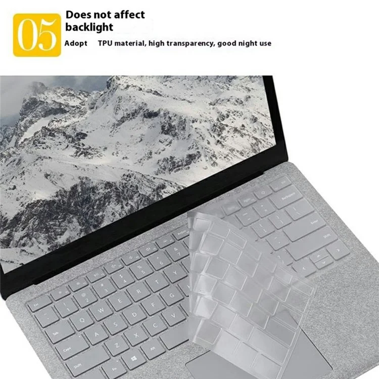 Funda de teclado para Microsoft Surface Laptop 7 de 13,8 pulgadas, protector invisible transparente de TPU, resistente al polvo y al agua
