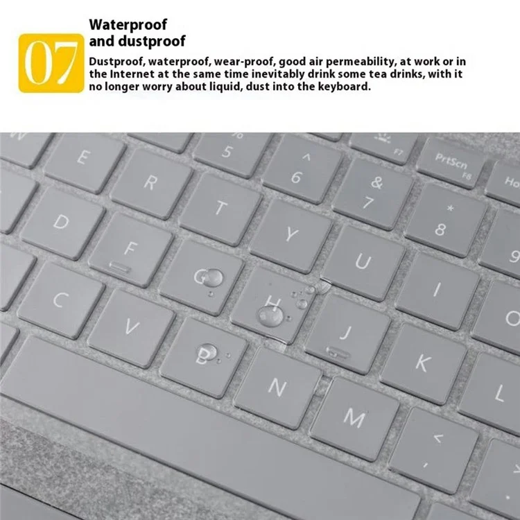 Funda de teclado para Microsoft Surface Laptop 7 de 13,8 pulgadas, protector invisible transparente de TPU, resistente al polvo y al agua