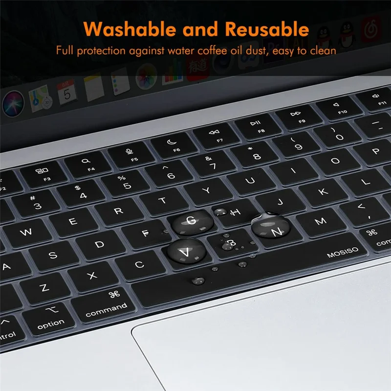ENKAY Keyboard Cover for MacBook Air 13 / 15 (2022-2026) / MacBook Pro 14 / 16 (2021-2026) EU Version Layout Ultra Thin Silicone Keyboard Protector - Black
