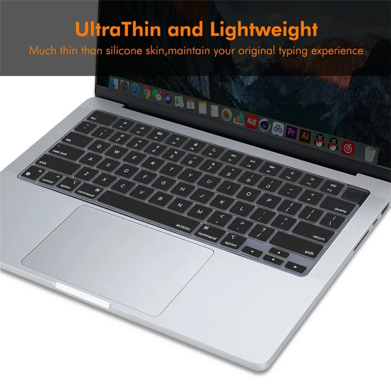 ENKAY Keyboard Cover for MacBook Air 13 / 15 (2022-2026) / MacBook Pro 14 / 16 (2021-2026) EU Version Layout Ultra Thin Silicone Keyboard Protector - Black