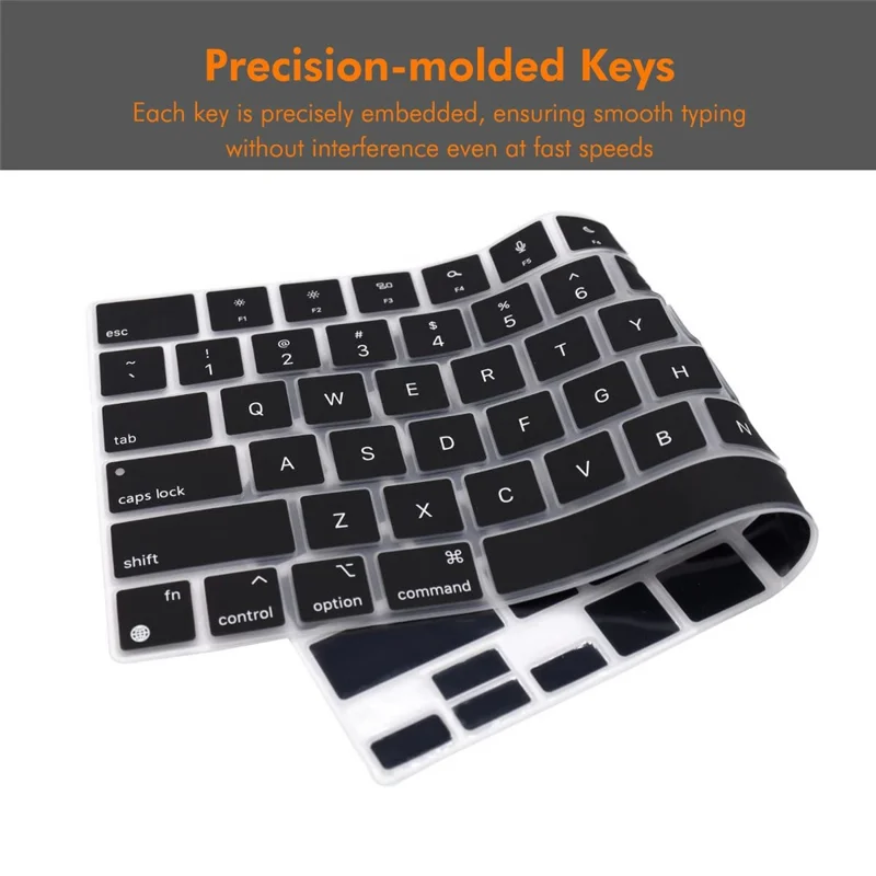 ENKAY Keyboard Cover for MacBook Air 13 / 15 (2022-2026) / MacBook Pro 14 / 16 (2021-2026) EU Version Layout Ultra Thin Silicone Keyboard Protector - Black