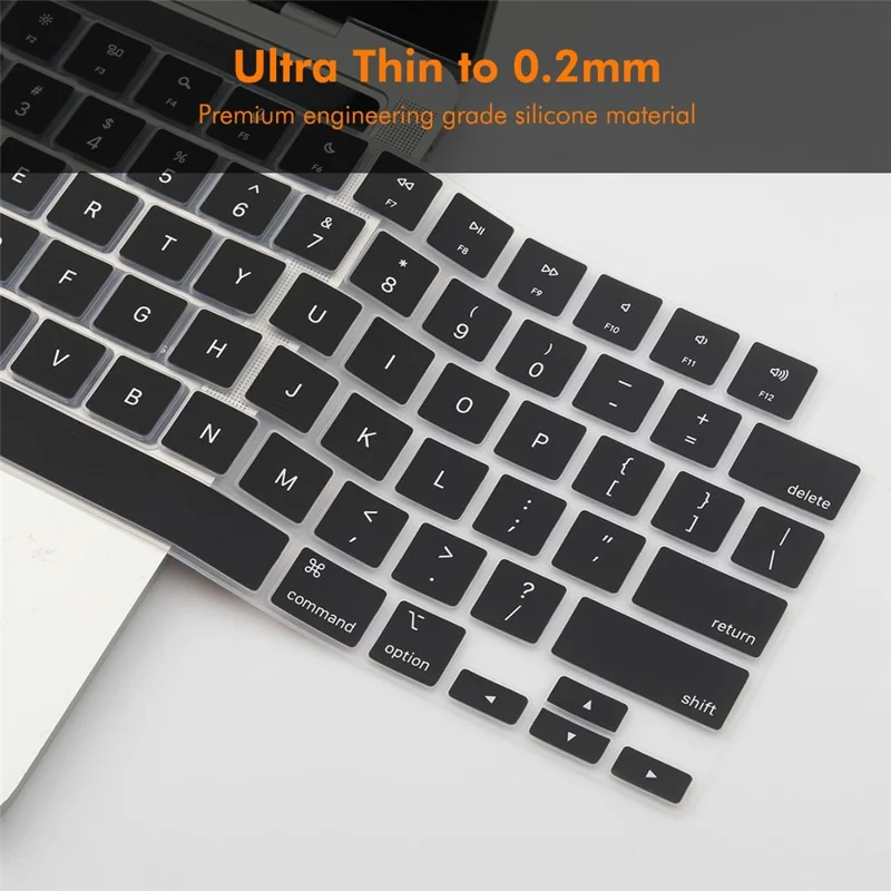 ENKAY Keyboard Cover for MacBook Air 13 / 15 (2022-2026) / MacBook Pro 14 / 16 (2021-2026) EU Version Layout Ultra Thin Silicone Keyboard Protector - Black