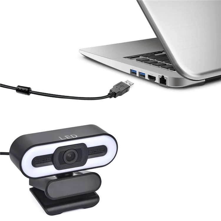 A55 1080P Computer Camera Home Office Built-in Microphone for Live Teaching USB Webcam with LED Fill Light