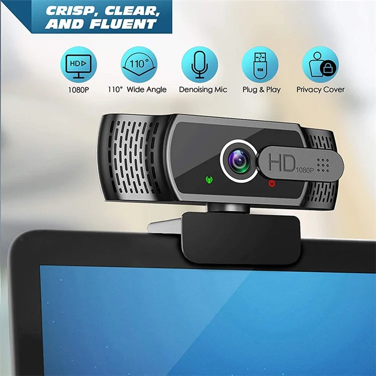 Cámara web USB 1080P Full HD con micrófono/cubierta de privacidad para ordenadores de escritorio y portátiles Trabajo de video