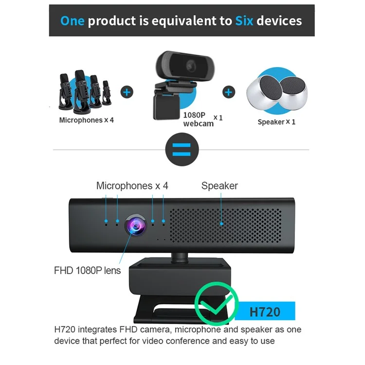 Cámara web HD 1080P con autofocus USB para conferencias por ordenador H720