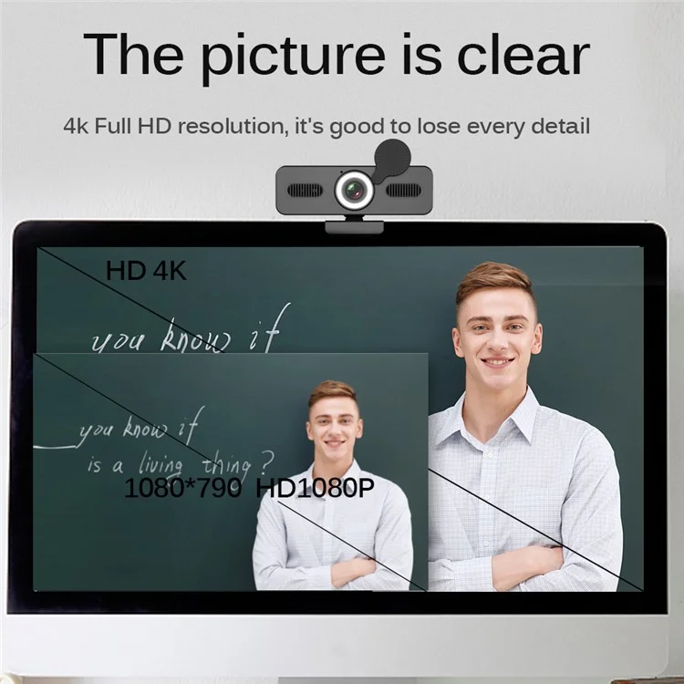 ELEBEST 2K USB Computer Camera Live Streaming Video Conference Webcam with Fill Light