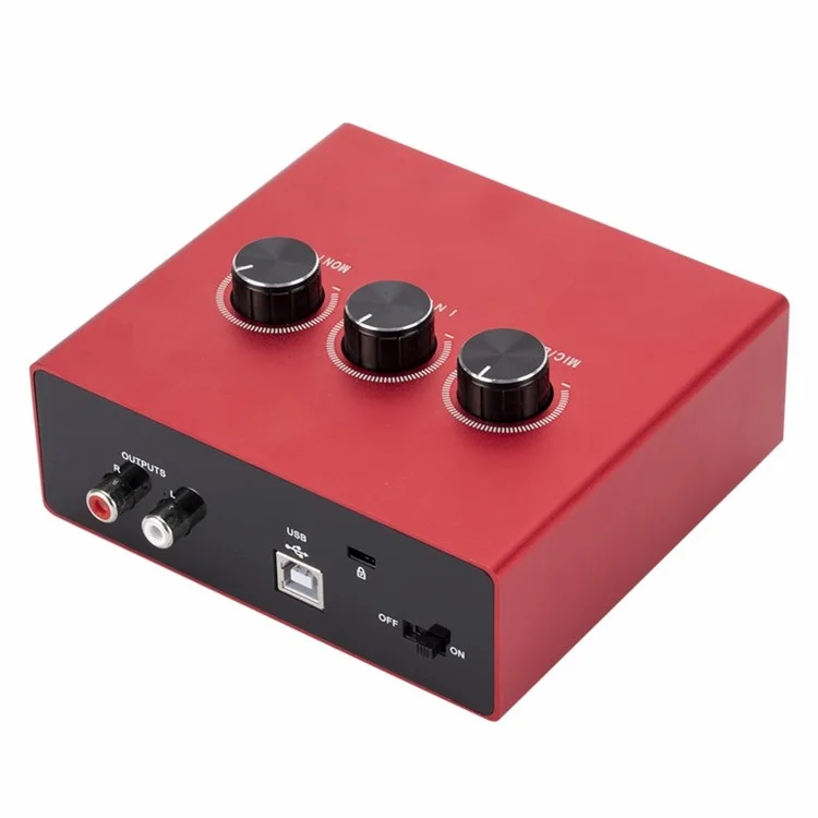 2x2 USB Audio Sound Card 48KHz Sound Blaster Audio -karte Für Die Aufnahme Von Mikrofonen -instrumenten, Die Mit Avid Pro Tools/Ableton Live/Steinberg Cubase Kompatibel Sind - Rot