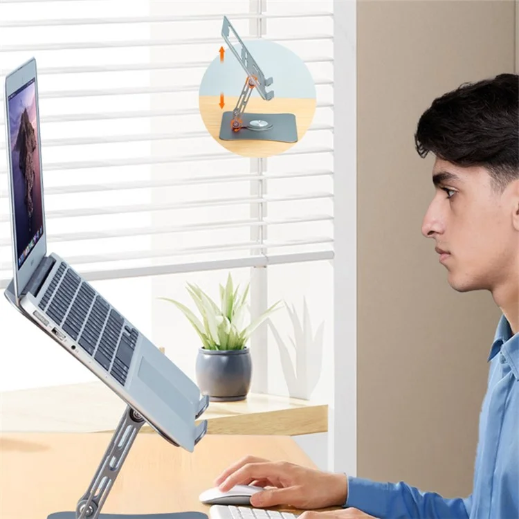Soporte de laptop plegable de aleación de aluminio G69 con disipación de calor - Gris
