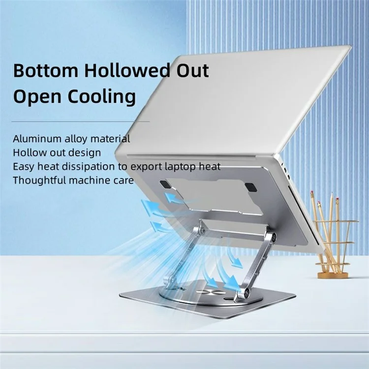 D092 Aluminiumlegierung Faltbarer Laptop-Halter Wärmeableitung Drehbar Notebook-Tischständer - Silber