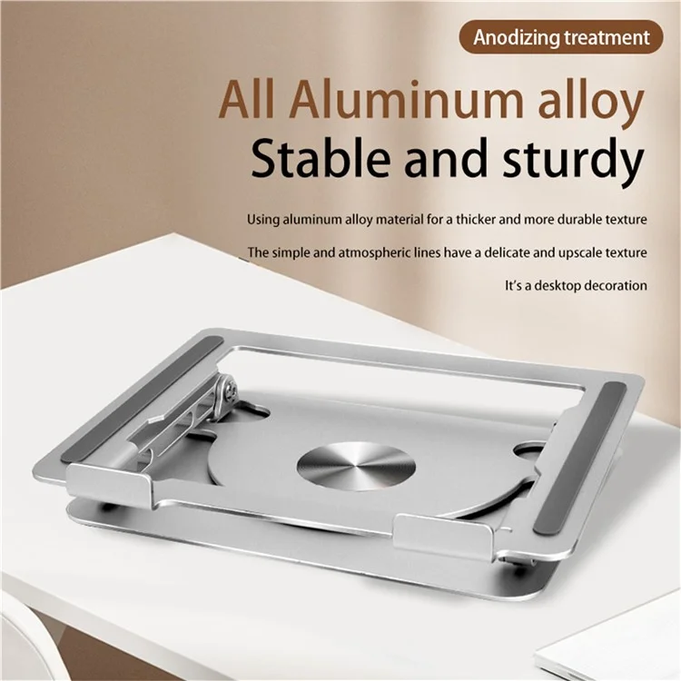D077 Aluminum Alloy Desktop Laptop Holder Hollow Heat Dissipation Rotatable Notebook Stand - Silver