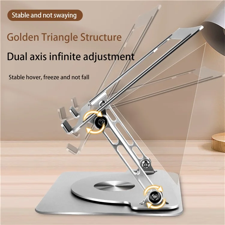 D077 Aluminum Alloy Desktop Laptop Holder Hollow Heat Dissipation Rotatable Notebook Stand - Silver