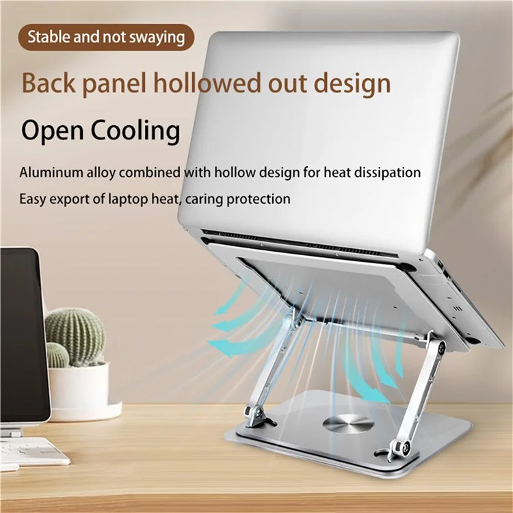 D077 Aluminum Alloy Desktop Laptop Holder Hollow Heat Dissipation Rotatable Notebook Stand - Silver