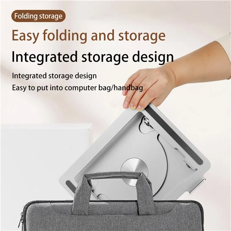 D077 Aluminum Alloy Desktop Laptop Holder Hollow Heat Dissipation Rotatable Notebook Stand - Silver