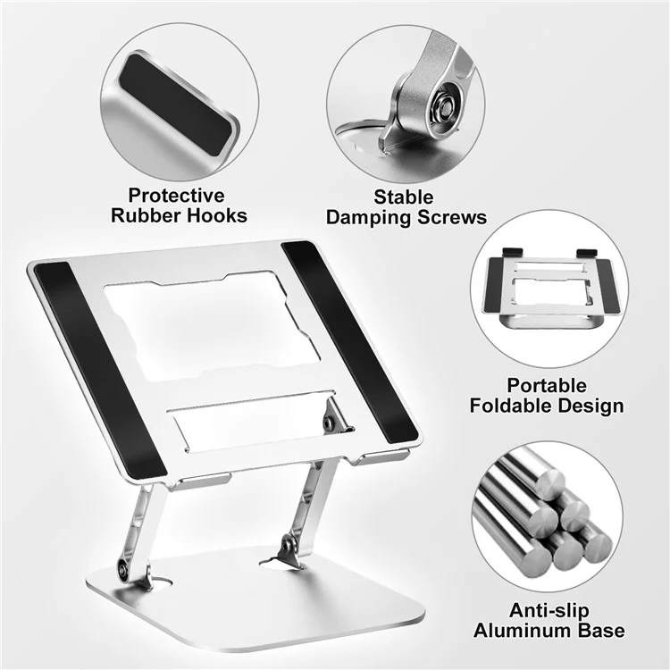 Support de Laptop en Alliage d'Aluminium D091 de Bureau Pliable - Argent