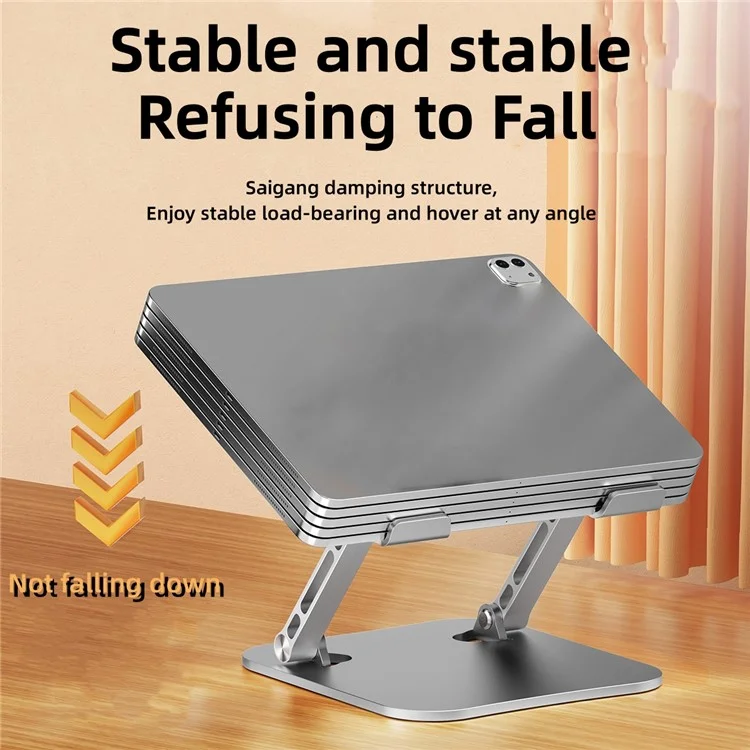 D062 Support de Laptop en Alliage d'Aluminium Pliable, Support de Bureau Ajustable pour Ordinateur Portable - Argent