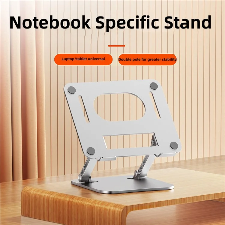 D062 Support de Laptop en Alliage d'Aluminium Pliable, Support de Bureau Ajustable pour Ordinateur Portable - Argent