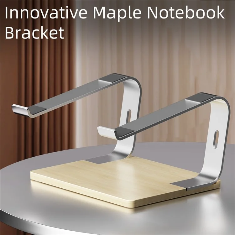 G1 Desktop Notebook Stand Aluminum Alloy+Wood Laptop Heat Dissipation Heighten Bracket - Silver