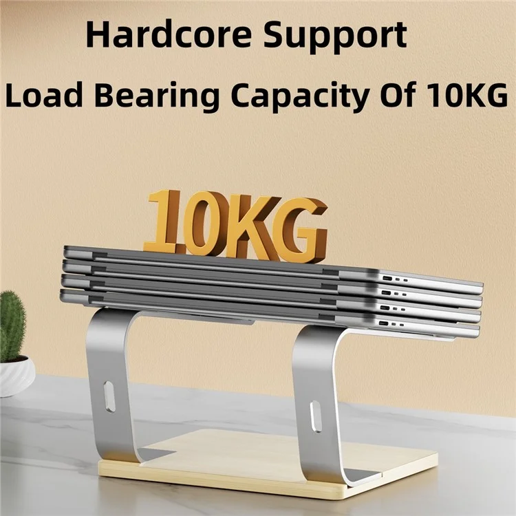 G1 Desktop Notebook Stand Aluminum Alloy+Wood Laptop Heat Dissipation Heighten Bracket - Silver