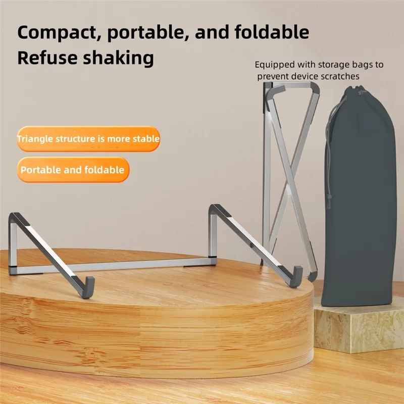 D0019 Portable Foldable Desktop Notebook Stand Aluminum Alloy Laptop Heighten Cooling Bracket - Silver