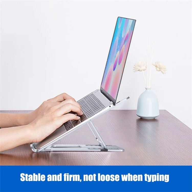 D24-3 Aluminum Alloy Laptop Cooling Stand Foldable Desktop Height Adjustable Notebook Bracket - Silver