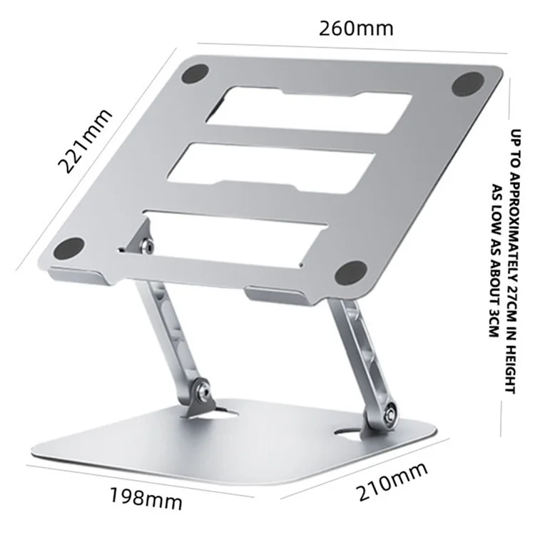 D032 Metal Foldable Laptop Tablet Bracket Adjustable Notebook Heat Dissipation Stand - Silver