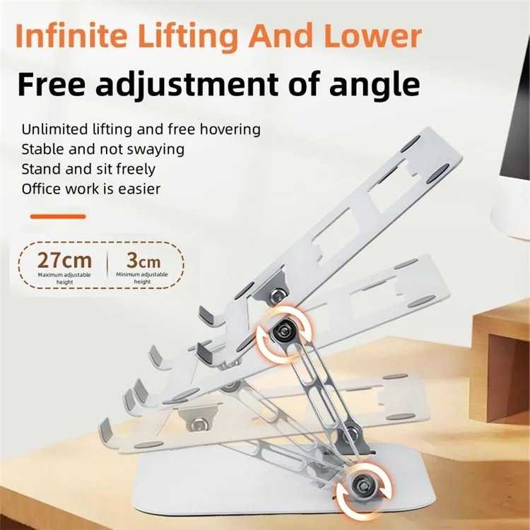 D032 Metal Foldable Laptop Tablet Bracket Adjustable Notebook Heat Dissipation Stand - Silver