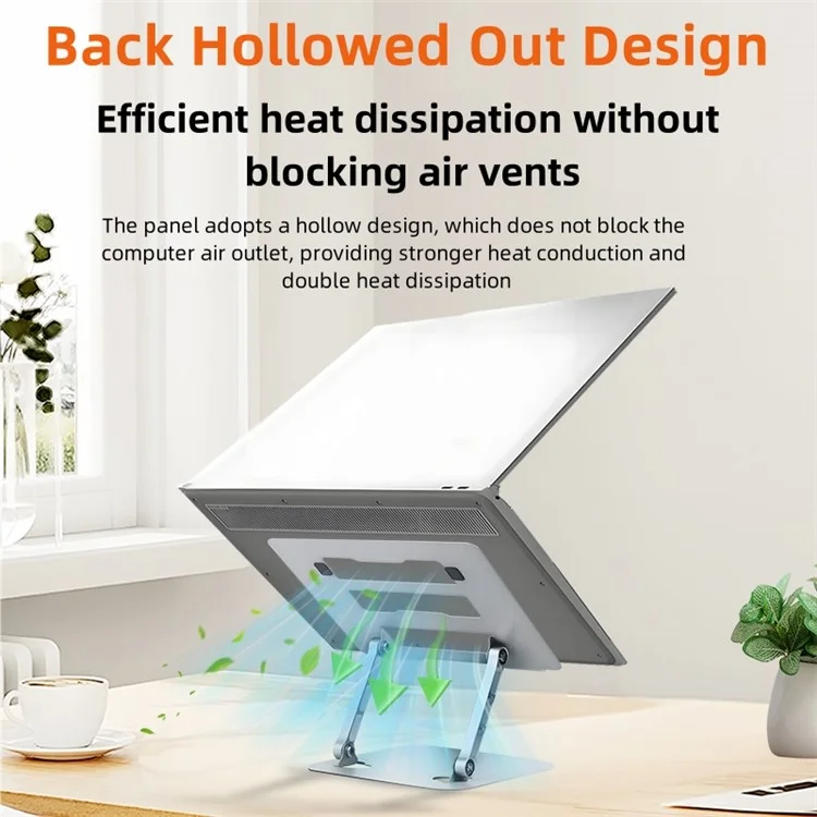 D032 Metal Foldable Laptop Tablet Bracket Adjustable Notebook Heat Dissipation Stand - Silver