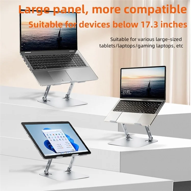D032 Metal Foldable Laptop Tablet Bracket Adjustable Notebook Heat Dissipation Stand - Silver