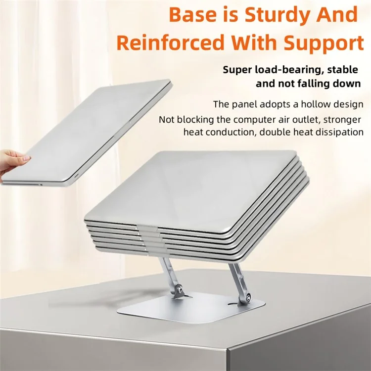 D032 Metal Foldable Laptop Tablet Bracket Adjustable Notebook Heat Dissipation Stand - Silver